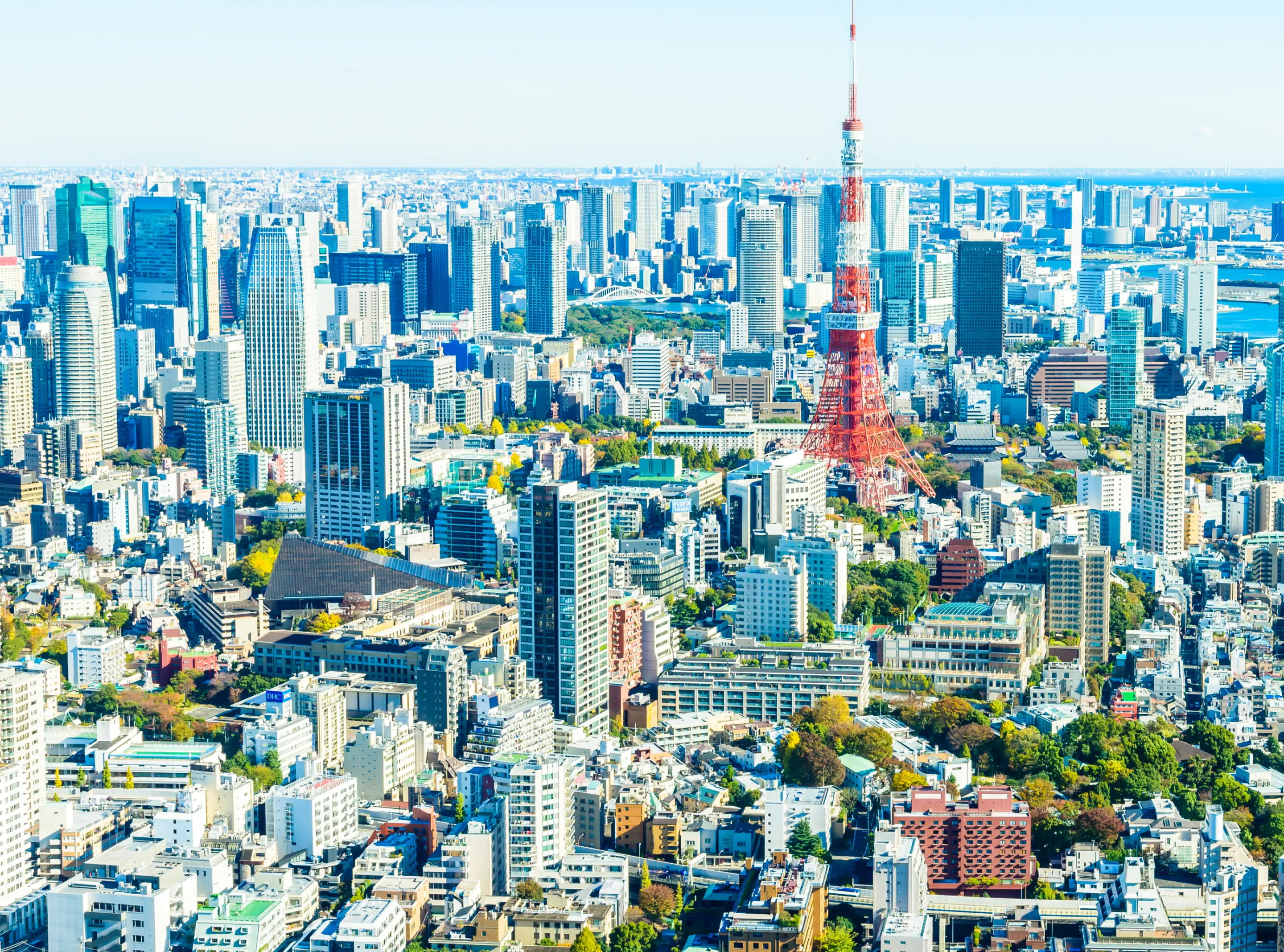 東京タワーと高層ビル群が広がる東京都心の風景
